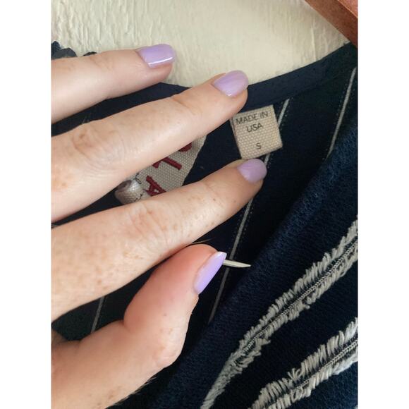 EUC Anthropologie Dolan Canovas Striped Cotton Blend Wide Leg Jumpsuit Navy S - Picture 7 of 15